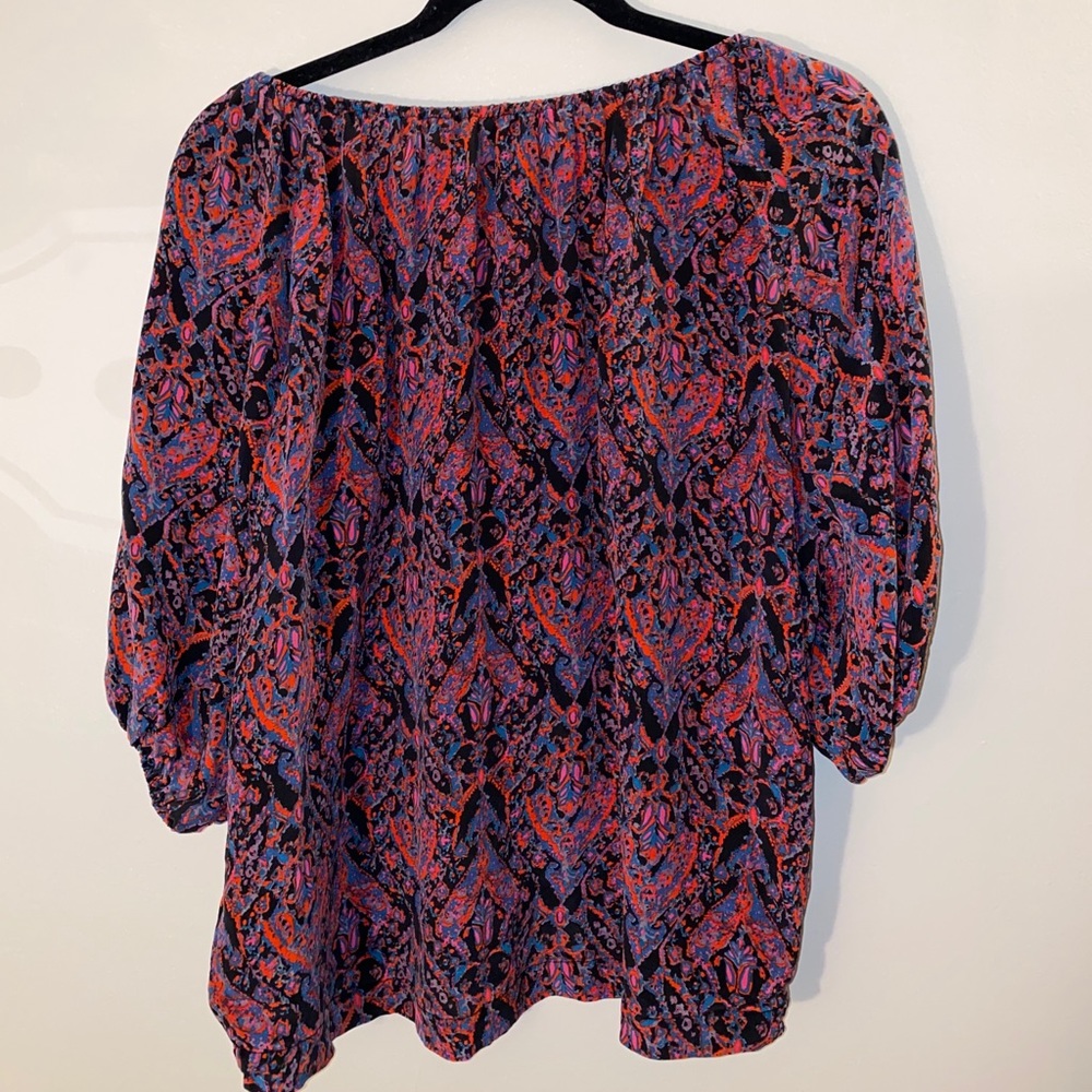 Joie Newbury Silk Abstract Paisley Print Blouse - Picture 6 of 7